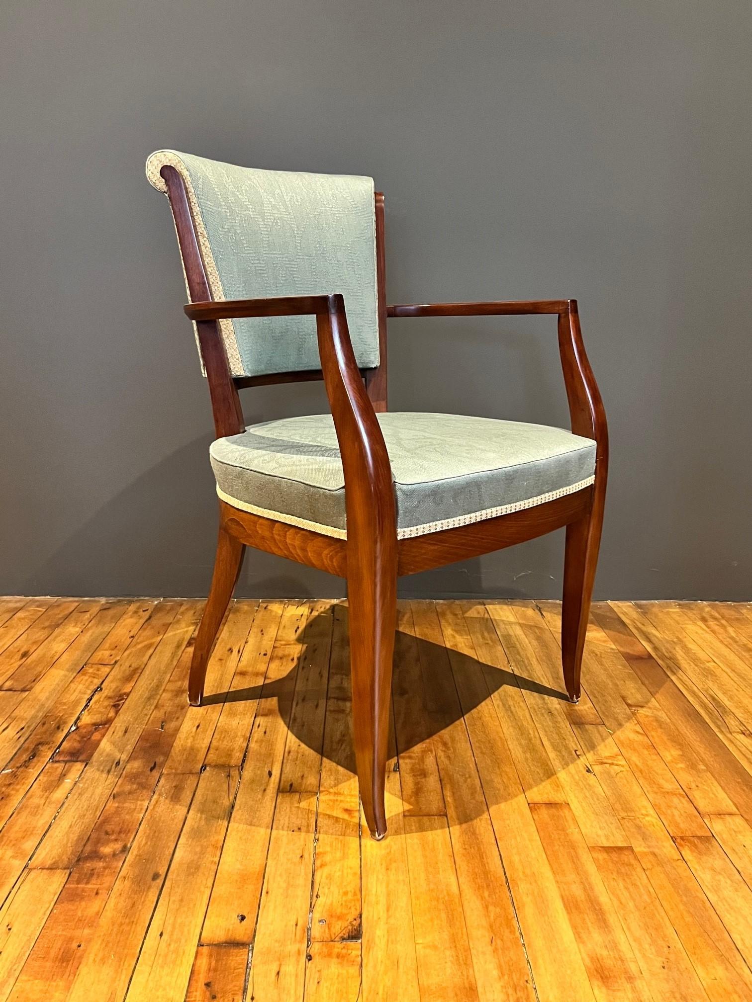 Fabric Set of 2 Vintage Art Deco Dining Room Armchairs For Sale