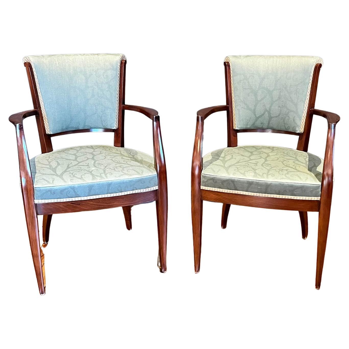 Set of 2 Vintage Art Deco Dining Room Armchairs For Sale