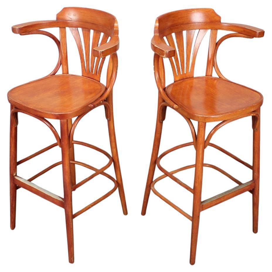 Juego de 2 taburetes de bar vintage by TON, 1980