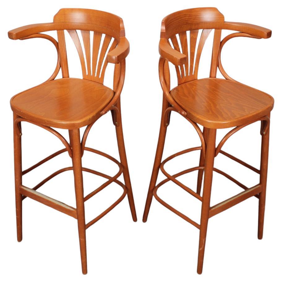 Juego de 2 taburetes de bar vintage by TON, 1980