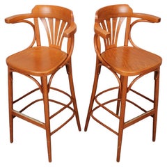 Juego de 2 taburetes de bar vintage by TON, 1980