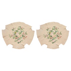 Juego de 2 Paneles Vintage Bordados de Lana Beige para Tapicería