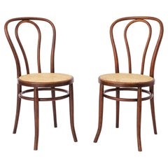Set of 2 Vintage Bentwood Chairs – 1950s-1960s, Beech Wood, New Viennese Weaving