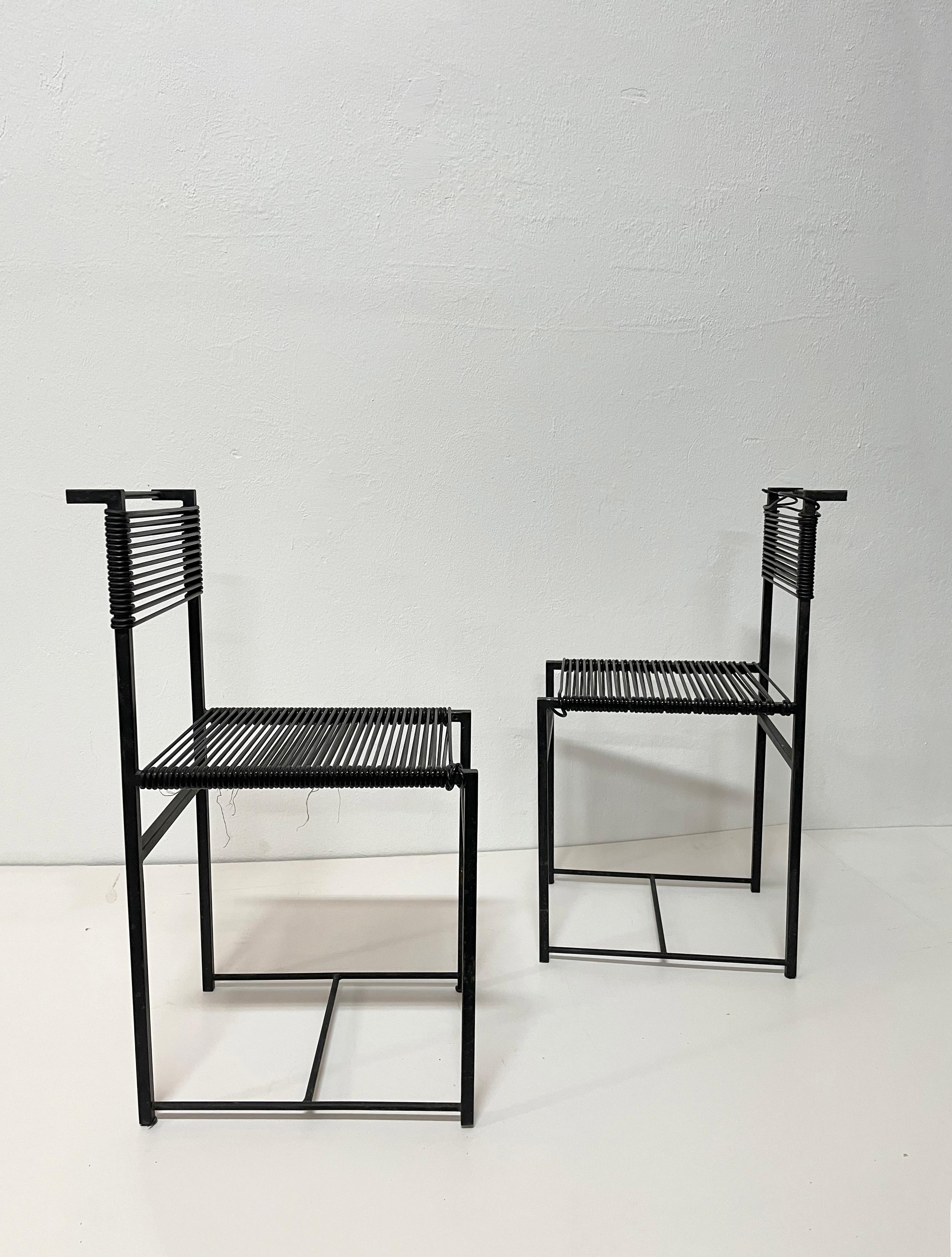 Set of 2 Vintage Black Spaghetti Chairs in Style of Giandomenico Belotti In Good Condition In Zagreb, HR
