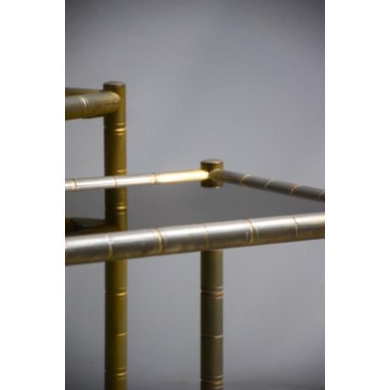 Set of 2 Vintage Brass-Plated Coffee Tables in Bamboo, 1970s In Excellent Condition For Sale In Andrézieux-Bouthéon, FR