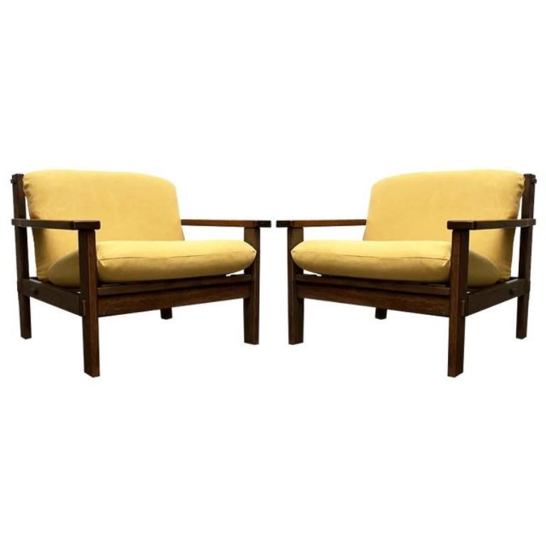 Satz von 2 brutalistischen Vintage-Loungesesseln, 1960er Jahre