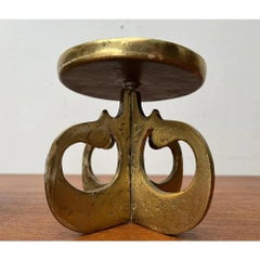 Set of 2 Vintage Brutalist Metal Candleholders, 1970s