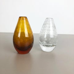Set of 2 Vintage Bubble Glass Vase by Hirschberg, Germany, 1970s