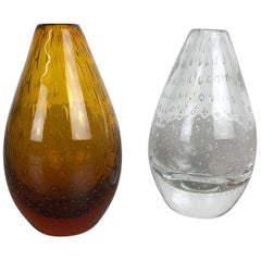 Set of 2 Vintage Bubble Glass Vase by Hirschberg, Germany, 1970s