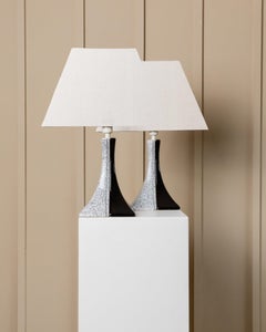 Set of 2 Vintage Ceramic Lamps – Black and White, 1980s