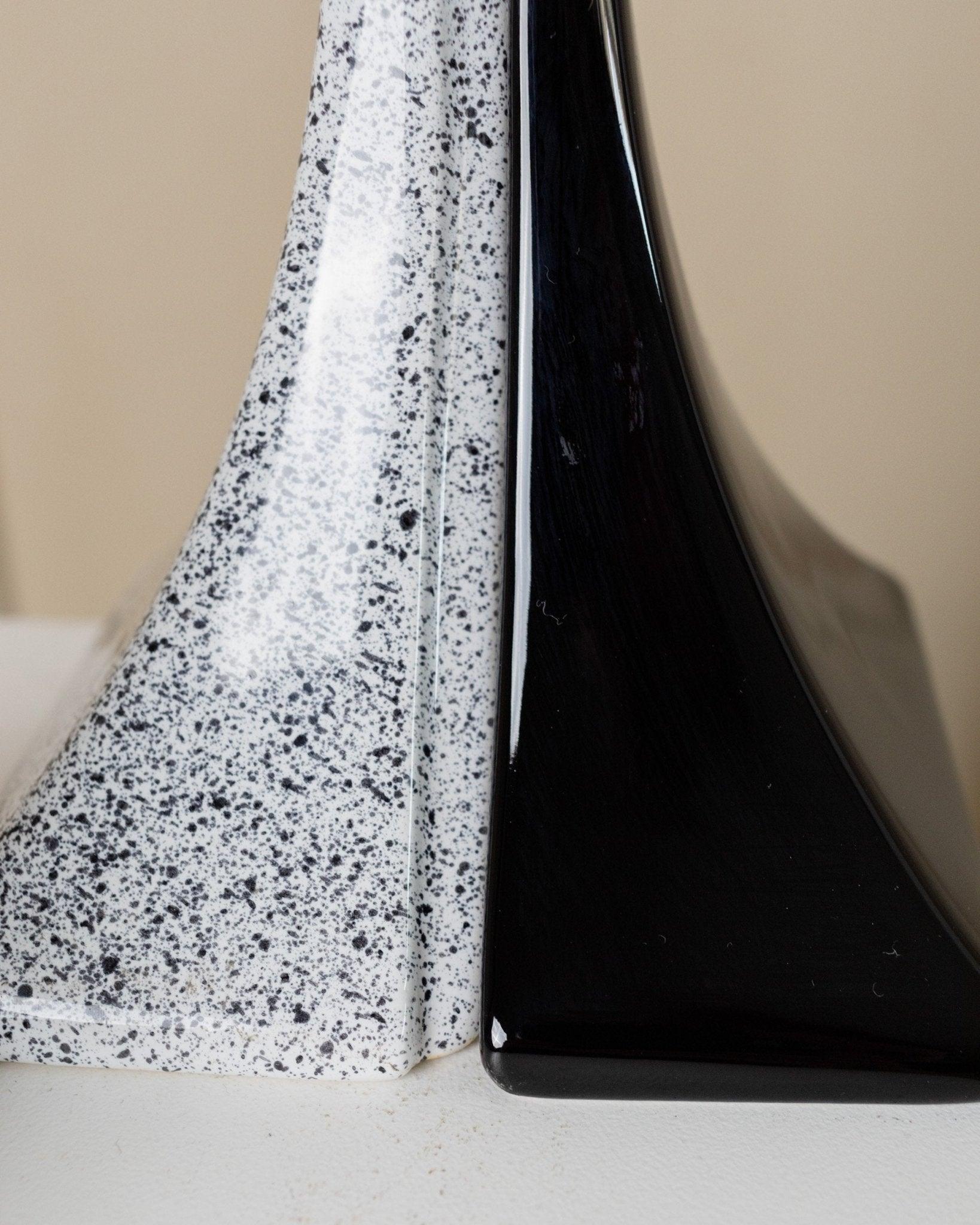 Juego de 2 lámparas de cerámica vintage - Blanco y negro, años 80 siglo XX en venta