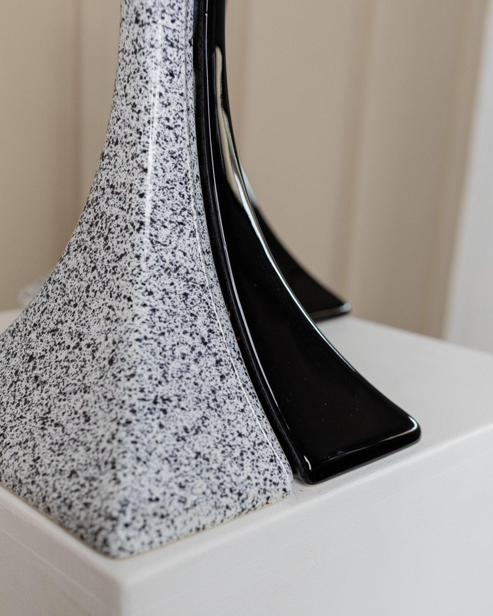 Juego de 2 lámparas de cerámica vintage - Blanco y negro, años 80 en venta 2