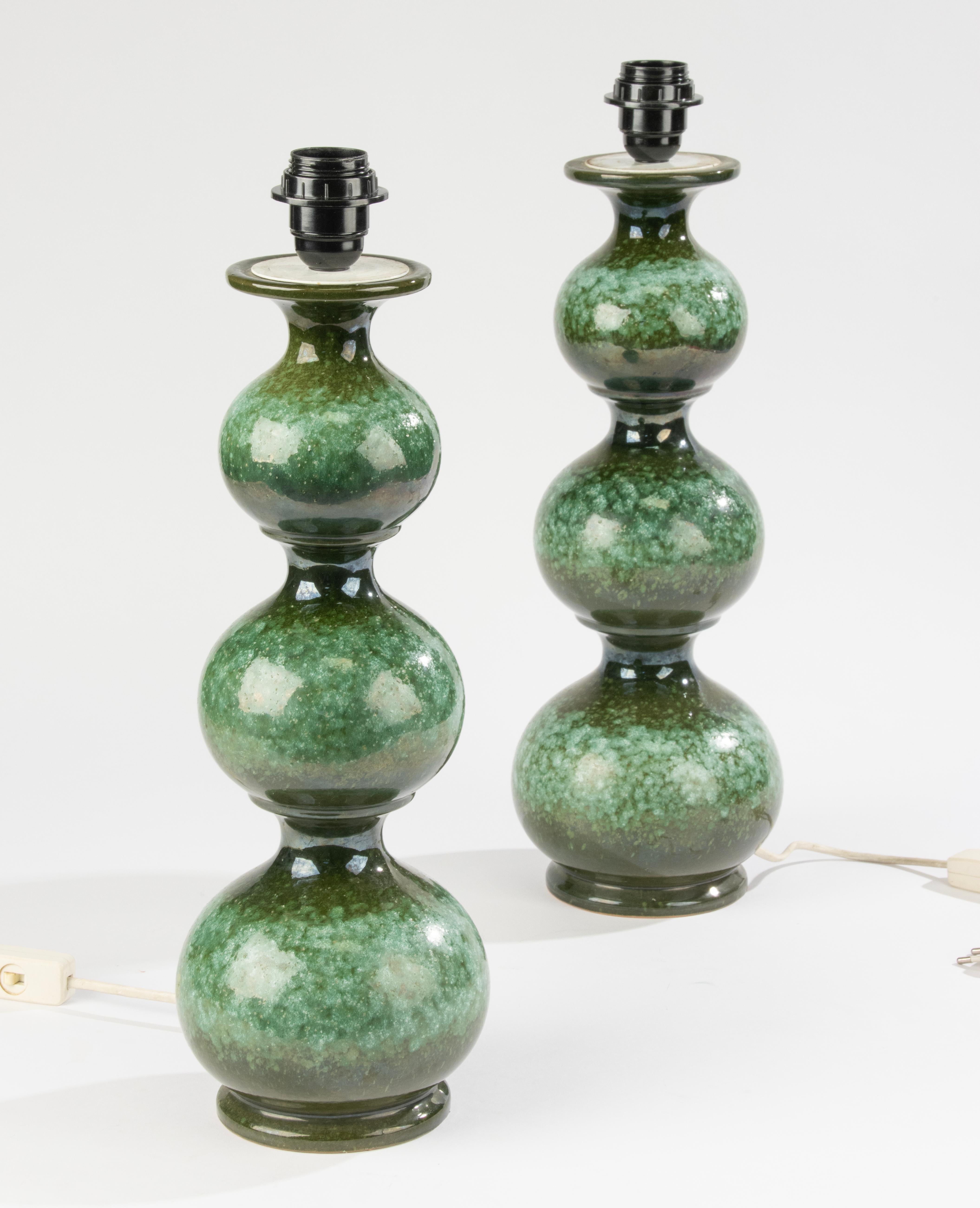 Mid-20th Century Set of 2 Vintage Ceramic Table Lamps - Kaiser Leuchten - Bubble Lamp For Sale