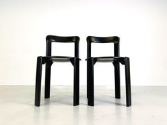 Set of 2 vintage chairs Bruno Rey black Kusch & Co 1970s design new lacquered