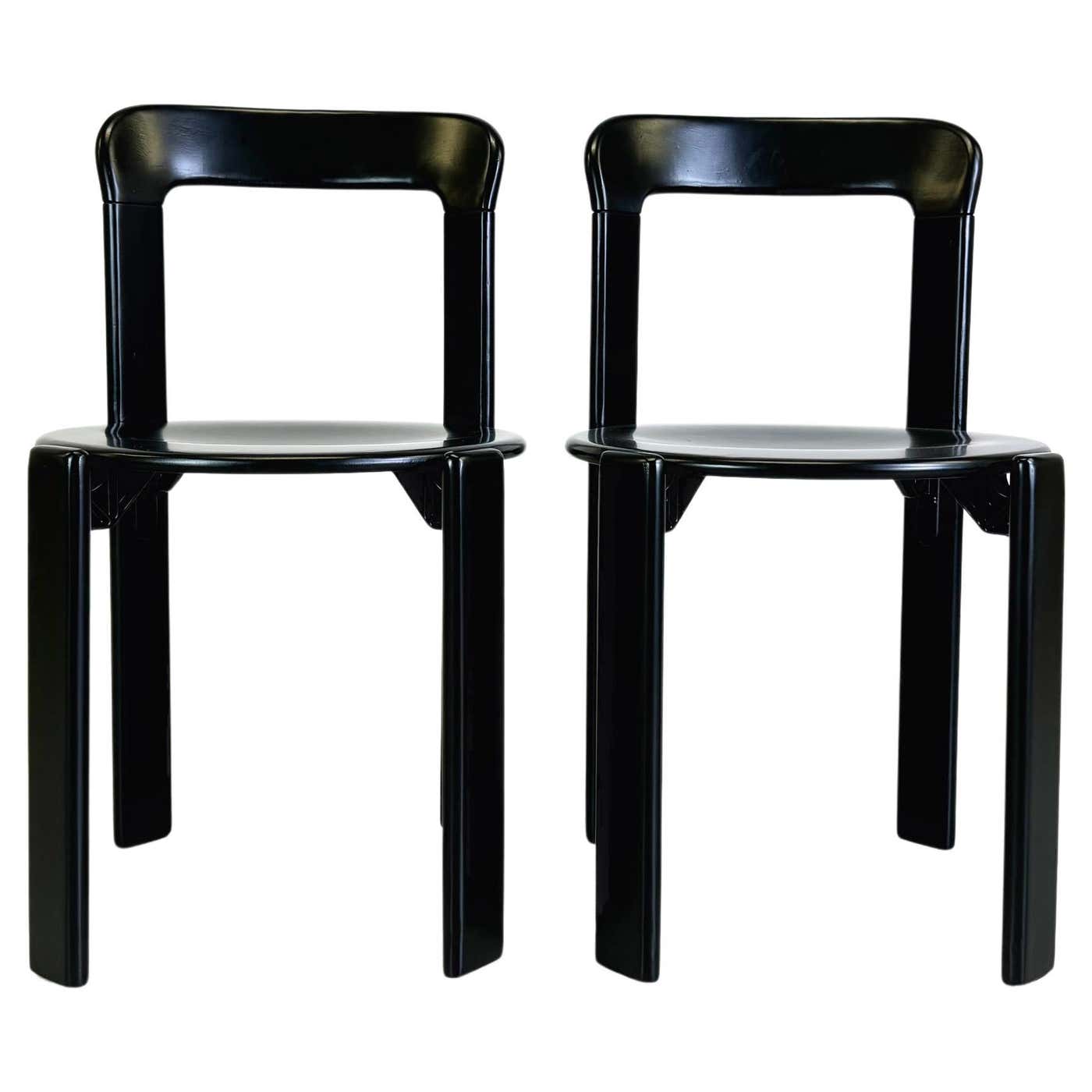 Set of 2 vintage chairs Bruno Rey black Kusch and Co 1970s design new ...