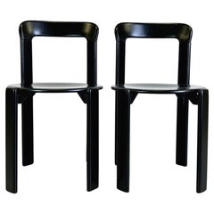 Set of 2 vintage chairs Bruno Rey black Kusch & Co 1970s design new lacquered