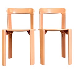 Set of 2 vintage chairs Bruno Rey Kusch & Co beige red 1970s design new lacquere