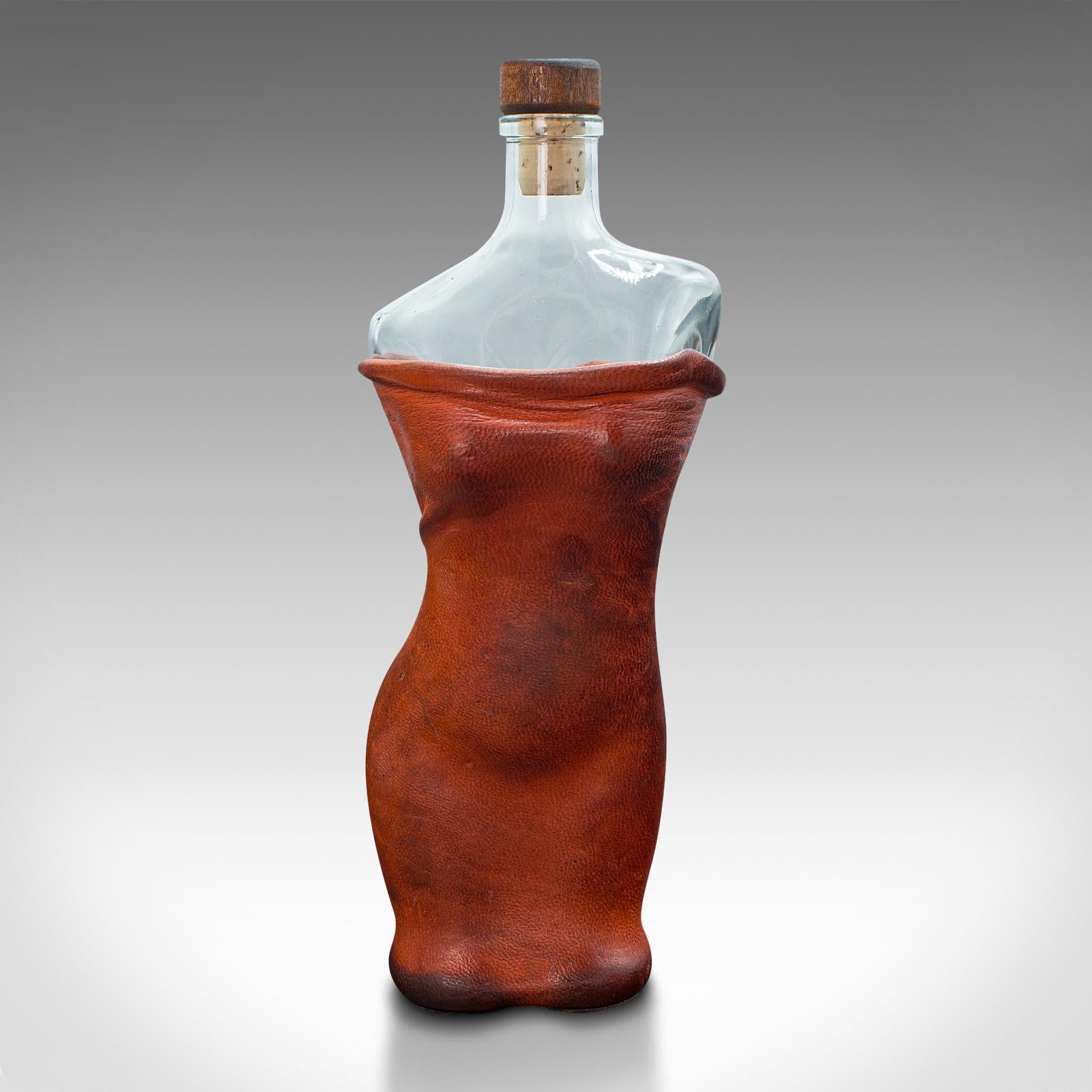 Set of 2 Vintage Couture Spirit Bottles, French, Glass, Wine Vessel, Female Form 1