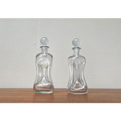 Set of 2 Vintage Danish Kluk Kluk Bottles in Glass from Holmegaard, 1970s