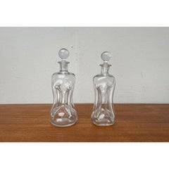 Set of 2 Vintage Danish Kluk Kluk Bottles in Glass from Holmegaard 1970s