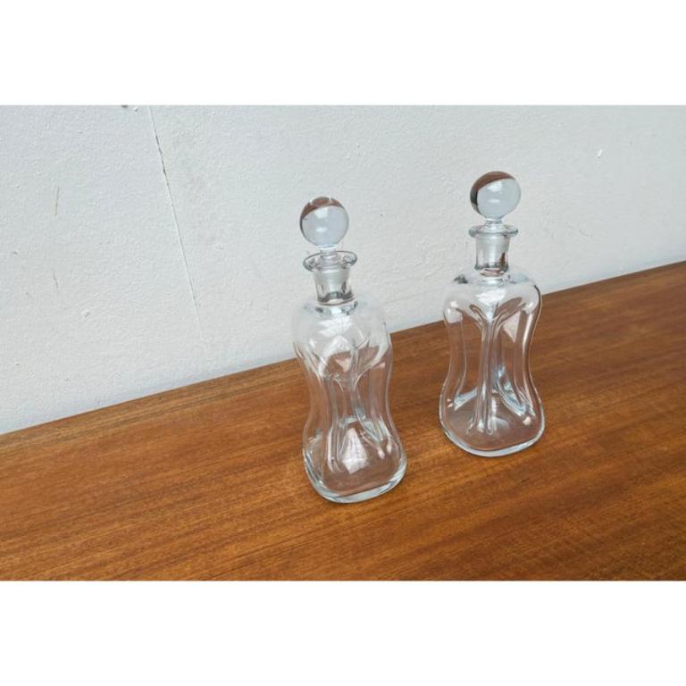 Danois Ensemble de 2 bouteilles danoises Kluk en verre de Holmegaard, 1970 en vente