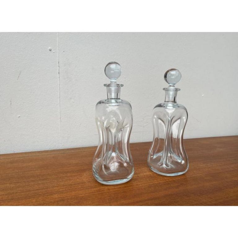 20ième siècle Ensemble de 2 bouteilles danoises Kluk en verre de Holmegaard, 1970 en vente