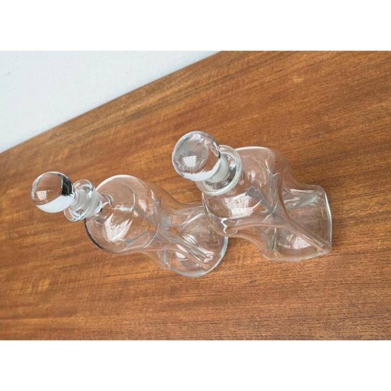 Verre Ensemble de 2 bouteilles danoises Kluk en verre de Holmegaard 1970 en vente