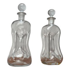 Set of 2 Vintage Danish Kluk Kluk Bottles in Glass from Holmegaard 1970s