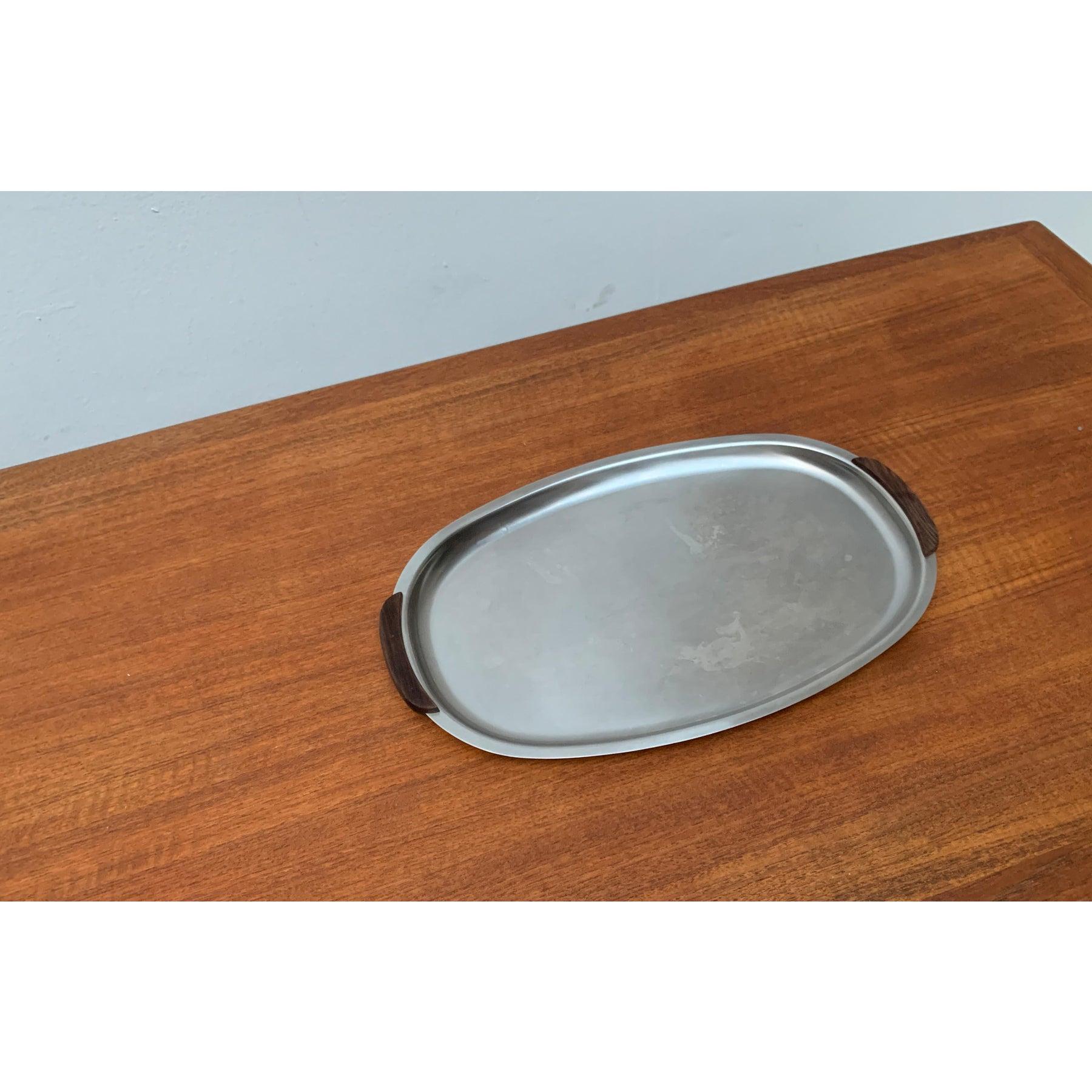 Ensemble de 2 assiettes et bol danois vintage en acier inoxydable et teck en vente 4