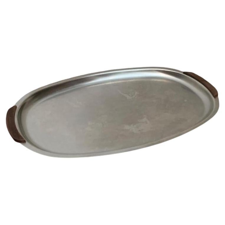 Set di 2 piatti e ciotole vintage danesi in acciaio inox e teak