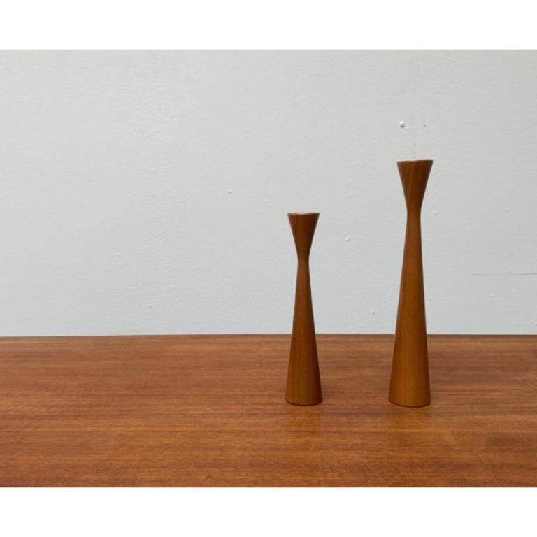 Set of 2 Vintage Danish Teak Candleholders For Sale 5
