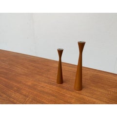 Ensemble de 2 bougeoirs danois vintage en teck