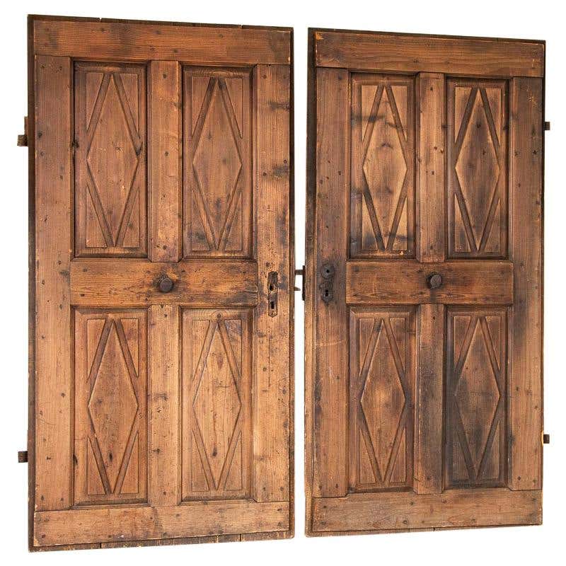 Set of 2 Vintage Doors with Diamond Panels at 1stDibs