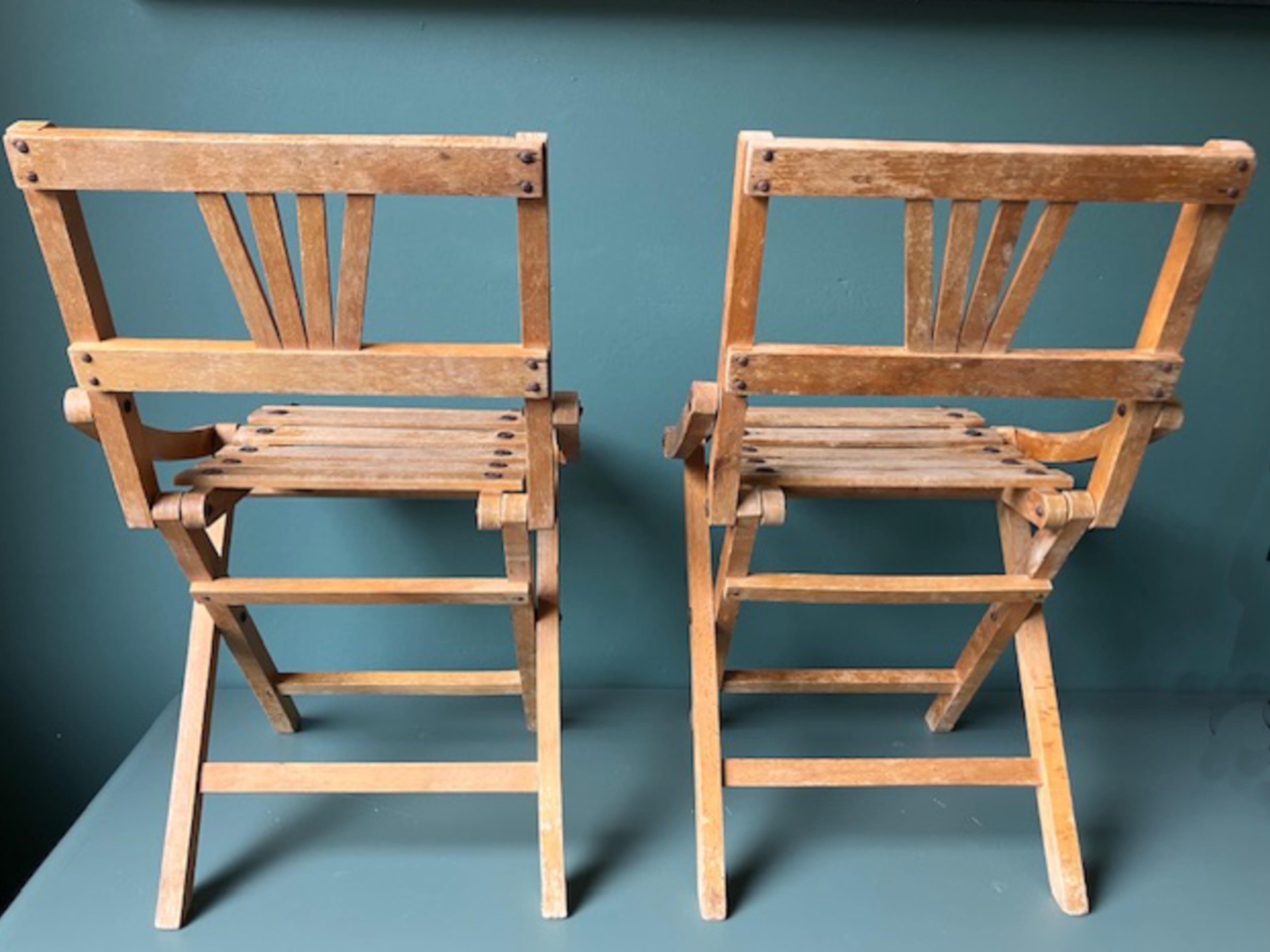 20th Century Set of 2 Vintage Folding Chairs for Children, France 1950s 