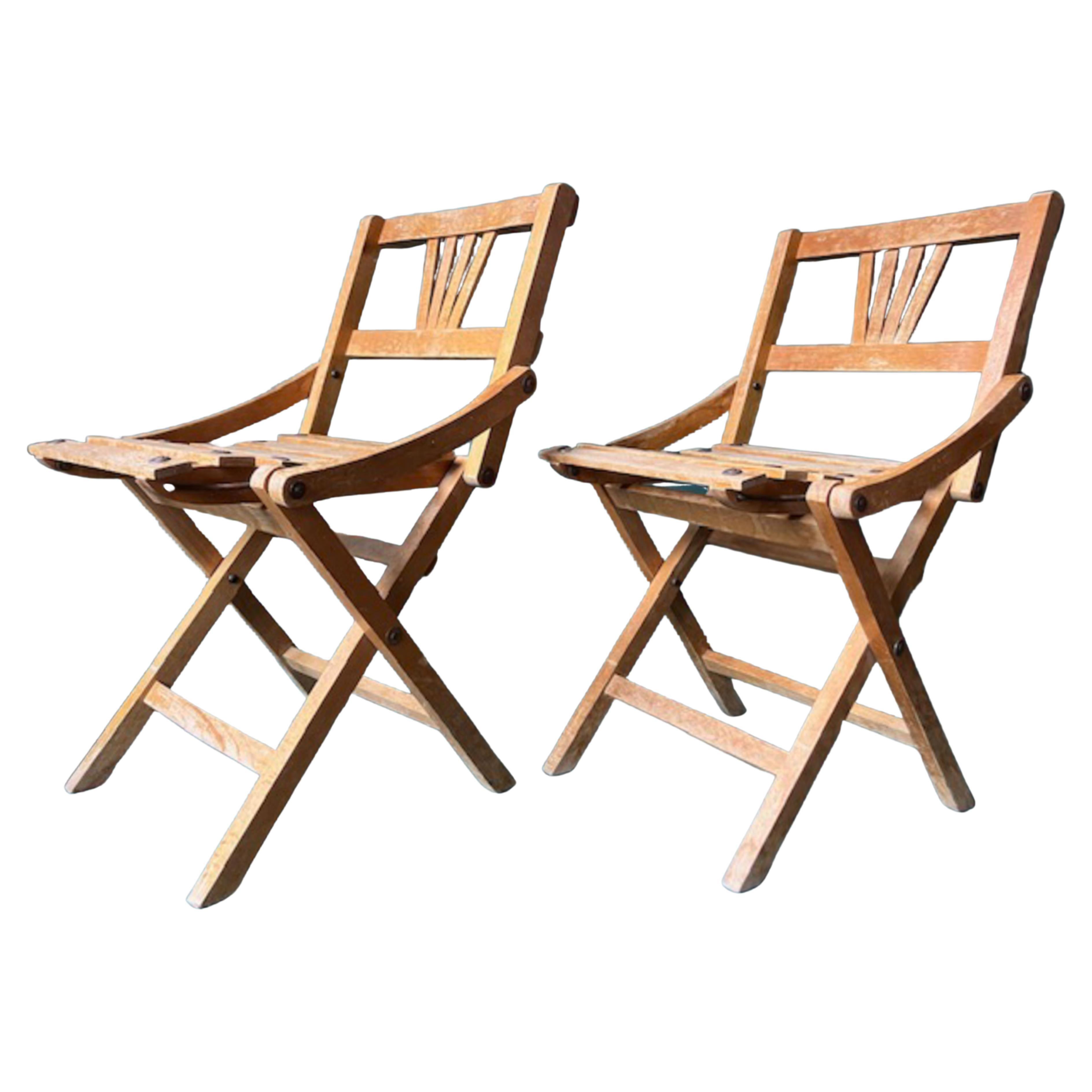 Set of 2 Vintage Folding Chairs for Children, France 1950s 
