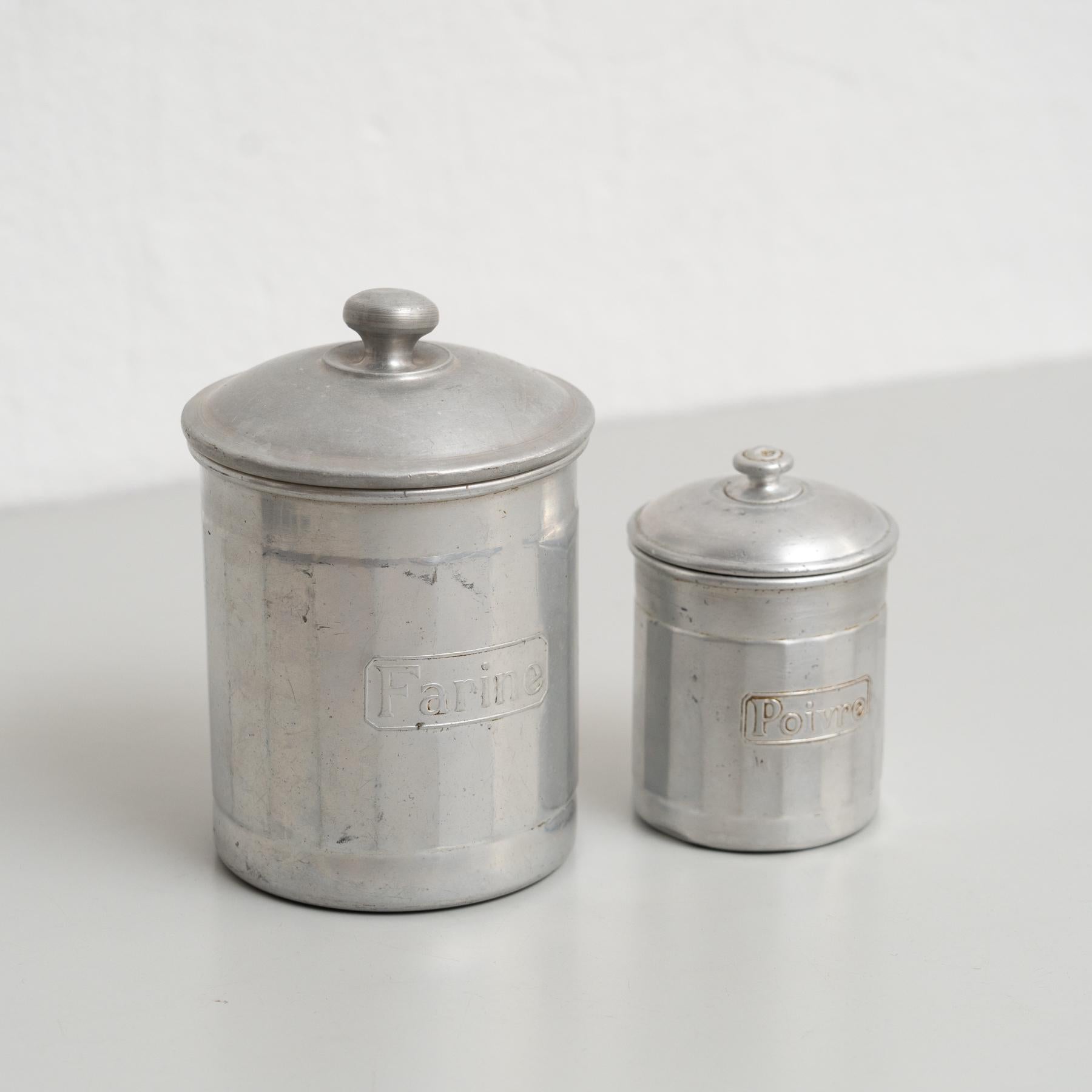 Mid-Century Modern Set of 2 Vintage French Metal Pots – 