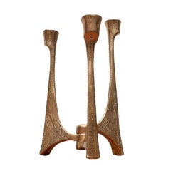 Set of 2 Vintage German Brutalist Metal Candle Holders from Harjes, 1970s