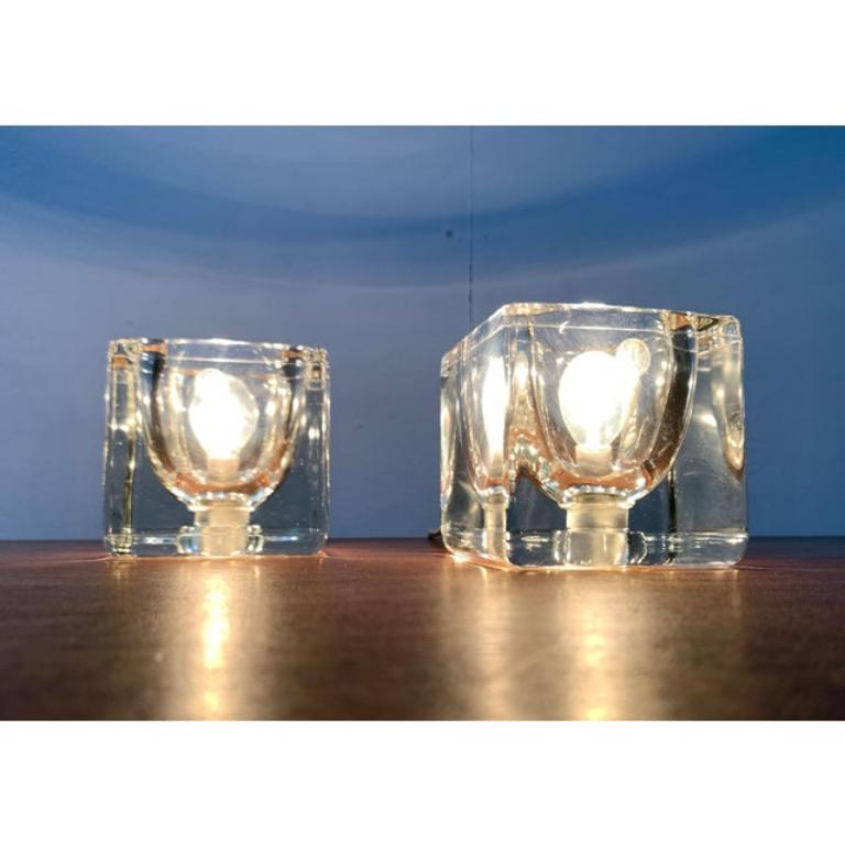 Ensemble de 2 lampes de bureau cubiques TA 14 en verre allemand de Peill & Putzler, années 70 en vente 5