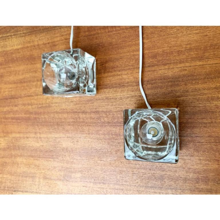 Ensemble de 2 lampes de bureau cubiques TA 14 en verre allemand de Peill & Putzler, années 70 en vente 1