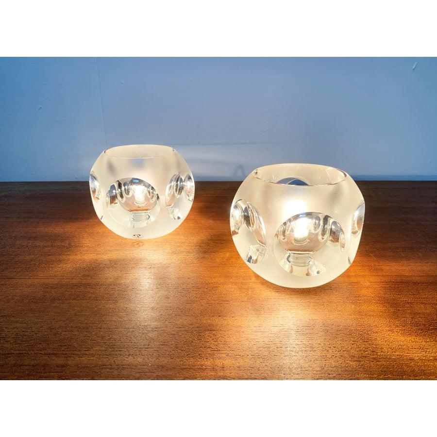 Tedesco Set di 2 lampade da tavolo tedesche in vetro vintage di Peill & Putzler in vendita
