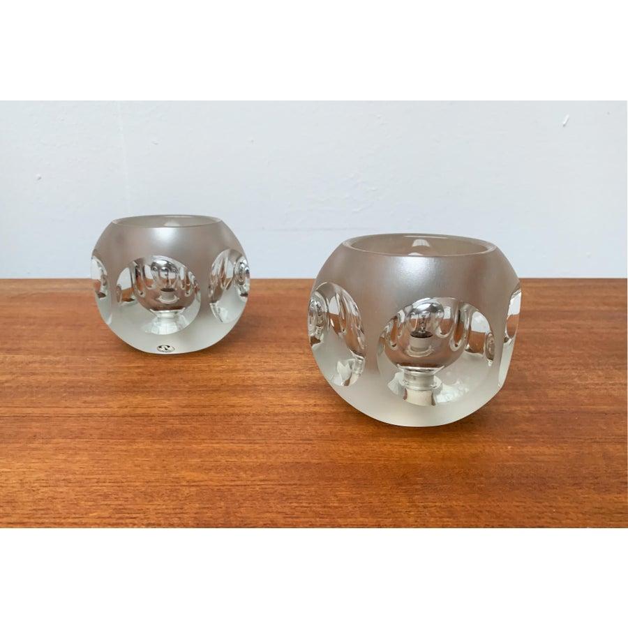 Set di 2 lampade da tavolo tedesche in vetro vintage di Peill & Putzler In condizioni ottime in vendita a Hamburg, DE