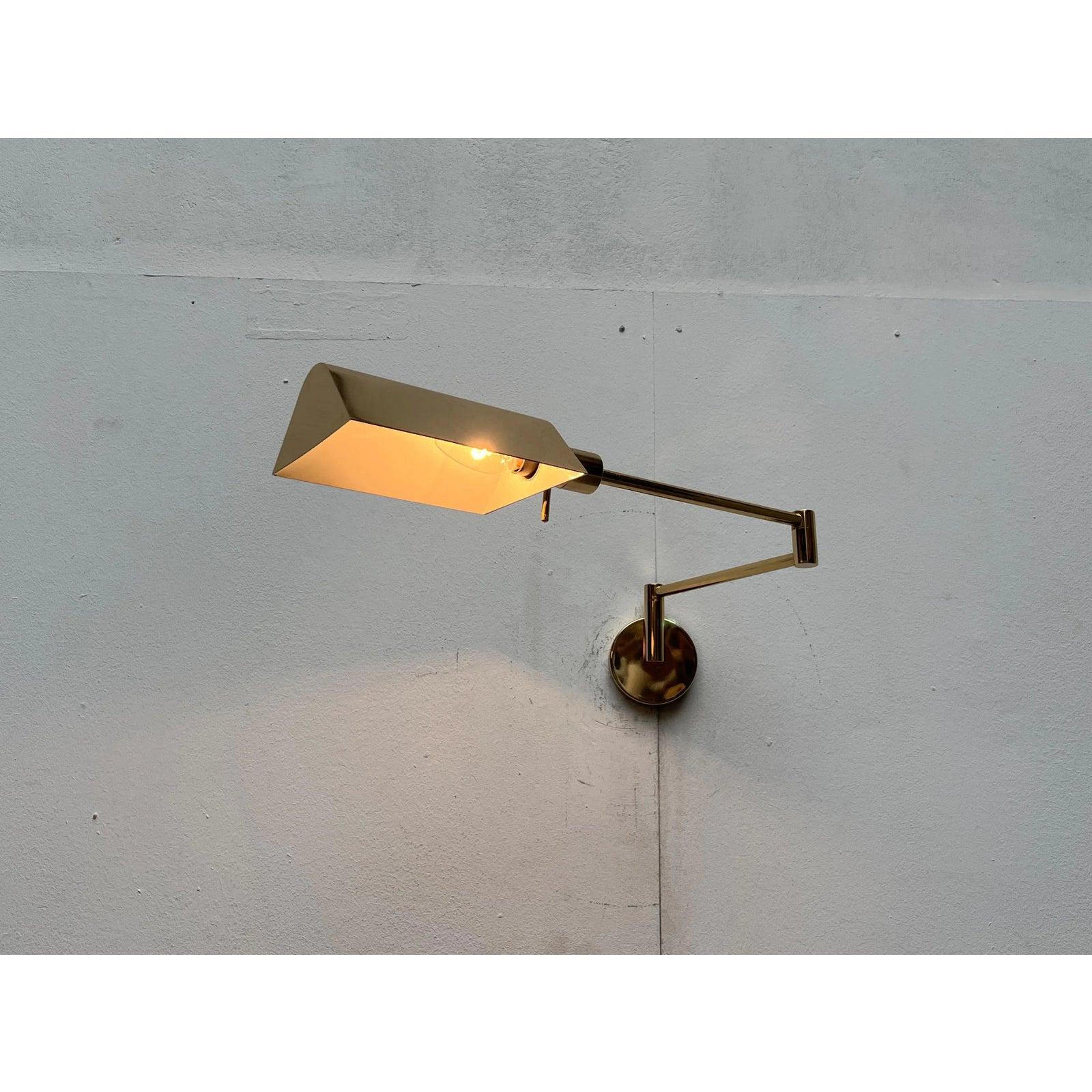 20th Century Set of 2 Vintage German Hollywood Regency Style Brass Wall Lamps, 1970s For Sale