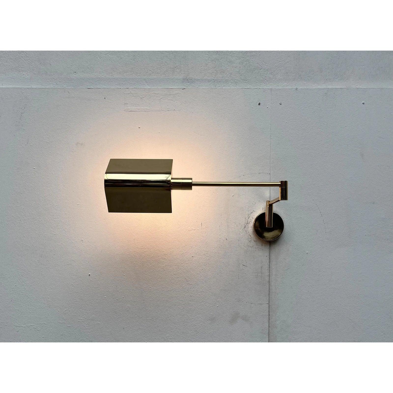 Metal Set of 2 Vintage German Hollywood Regency Style Brass Wall Lamps, 1970s For Sale