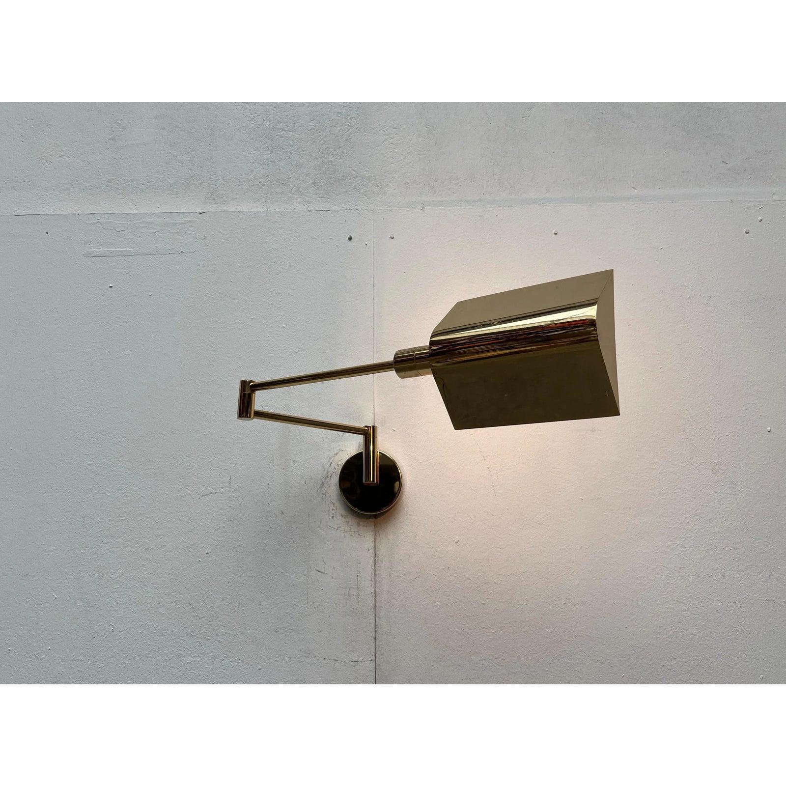 Set of 2 Vintage German Hollywood Regency Style Brass Wall Lamps, 1970s For Sale 3