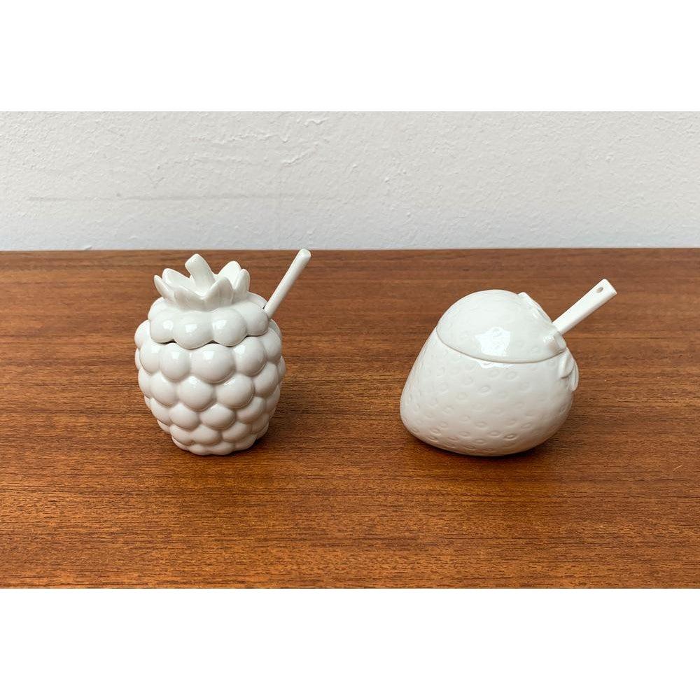 Set of 2 Vintage German Porcelain Jam Pot with Lid and Spoon, 1970s im Angebot 5
