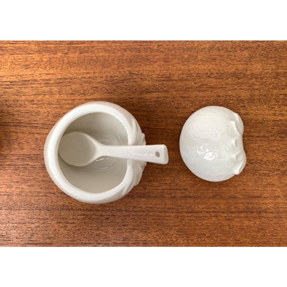 Set of 2 Vintage German Porcelain Jam Pot with Lid and Spoon, 1970s (20. Jahrhundert) im Angebot