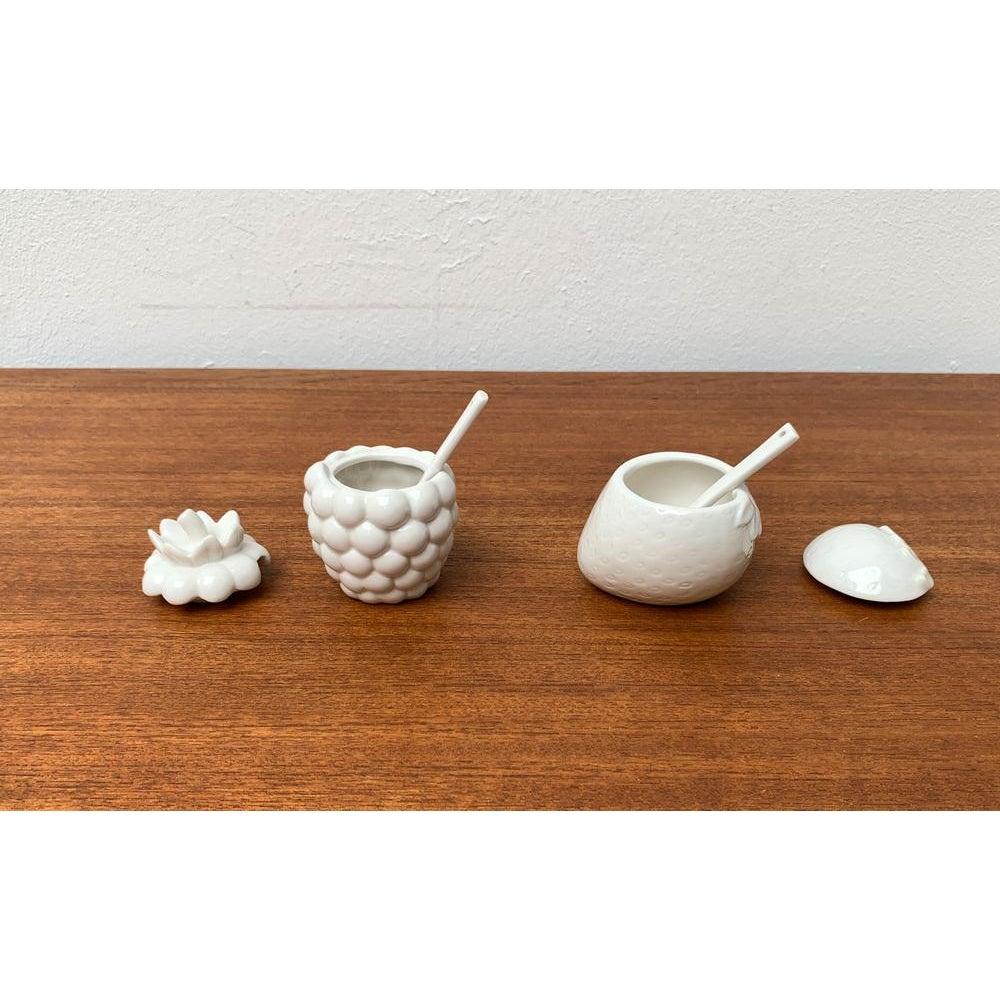 Set of 2 Vintage German Porcelain Jam Pot with Lid and Spoon, 1970s im Angebot 2