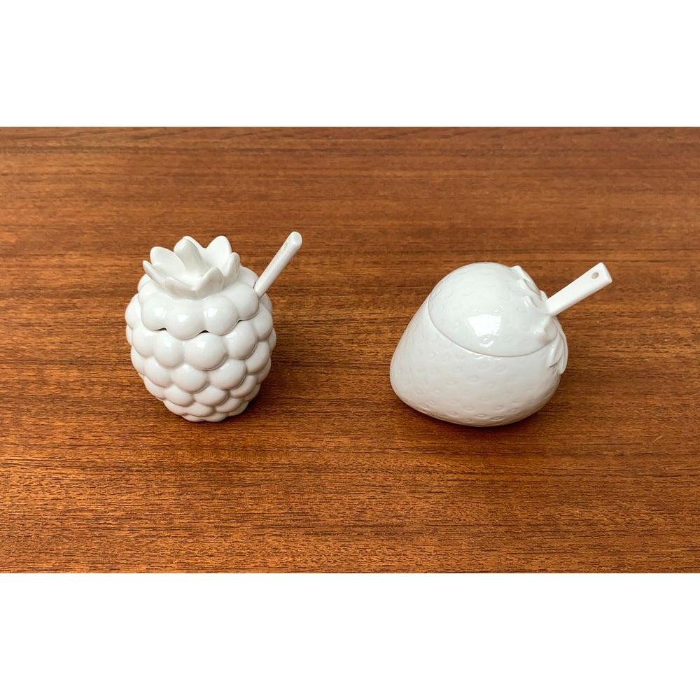 Set of 2 Vintage German Porcelain Jam Pot with Lid and Spoon, 1970s im Angebot 3