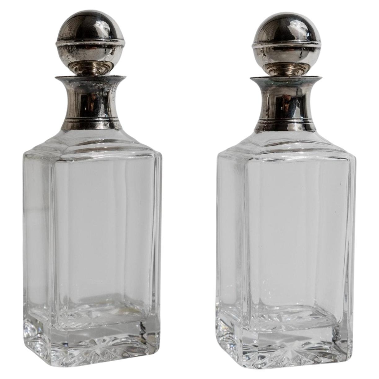 Satz von 2 Vintage-Glaskaraffen Italien, 1950er Jahre im Angebot