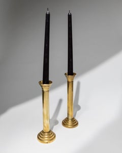Satz von 2 Vintage-Kerzenhaltern aus vergoldetem Metall, Italien, 1960er Jahre